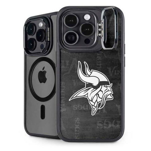NFL Minnesota Vikings Black & White iPhone 15 Pro Kickstand Case